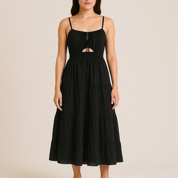 Lisa Says Gah Dresses & Skirts - Lisa Says Gah Claudia Tiered Midi Dress Black NWT